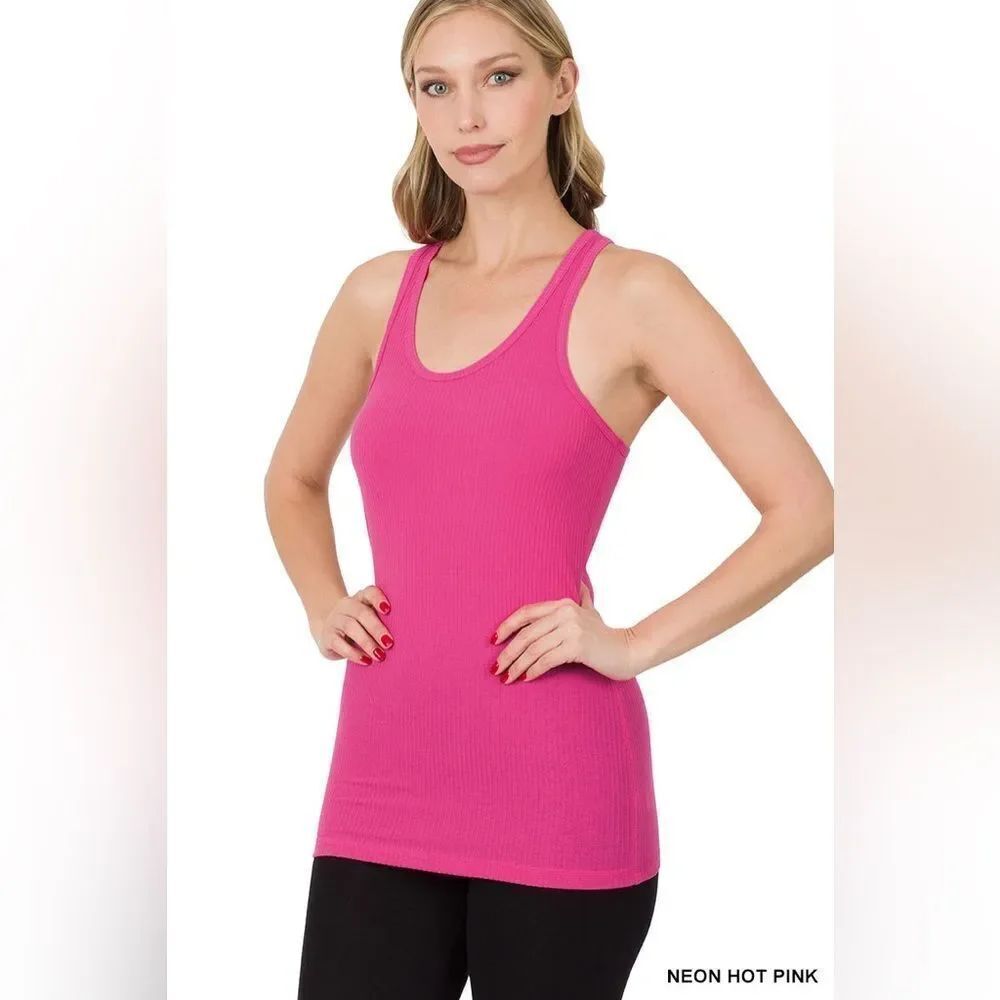 Zenana Outfitters neon hot Pink Women's Tank Top rt-8059ab